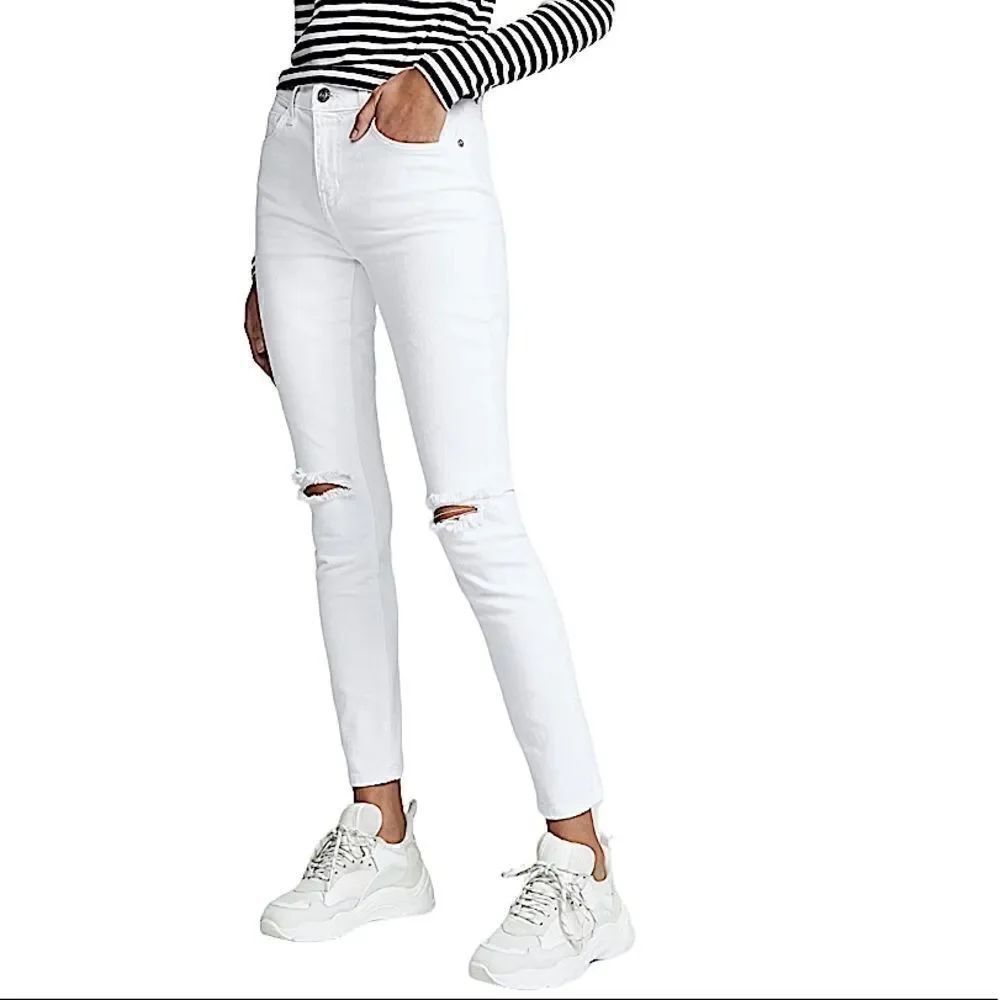 Current/ Elliot High Waist Stiletto White Ripped jeans
